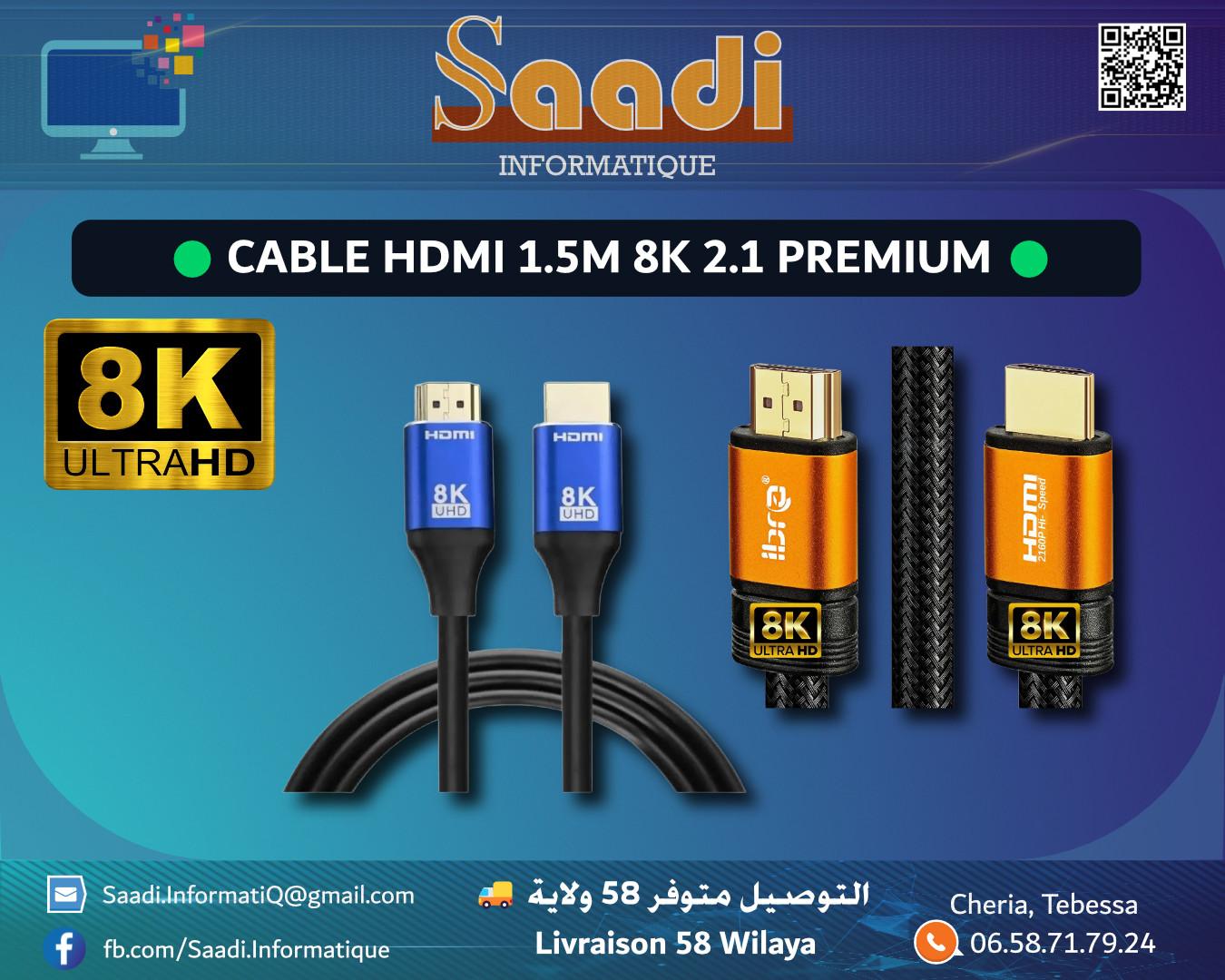 CABLE HDMI 1.5M 8K 2.1 PREMIUM