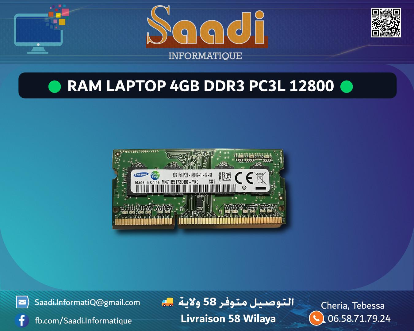 RAM LAPTOP 4GB DDR3 PC3L 12800