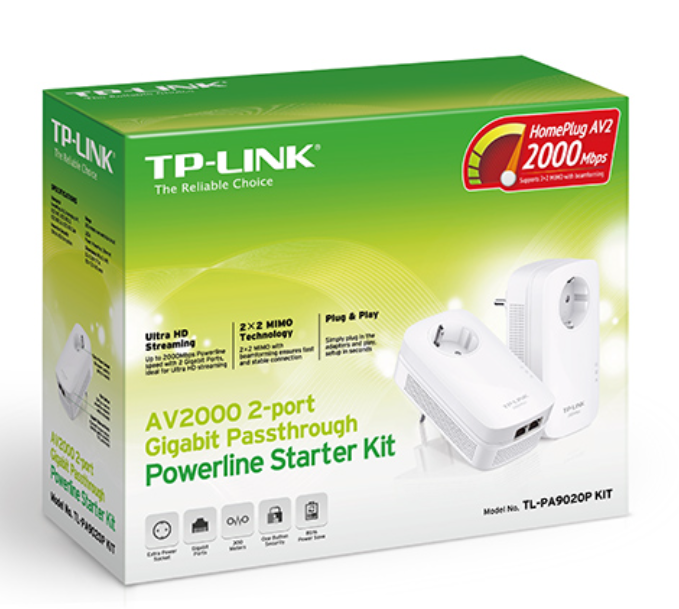 Kit de 2 CPL AV2000 - 2 ports Gigabit avec prise gigogne