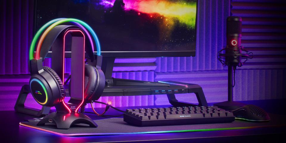 Mars Gaming MHRGB, Casque Gaming, Éclairage 360º