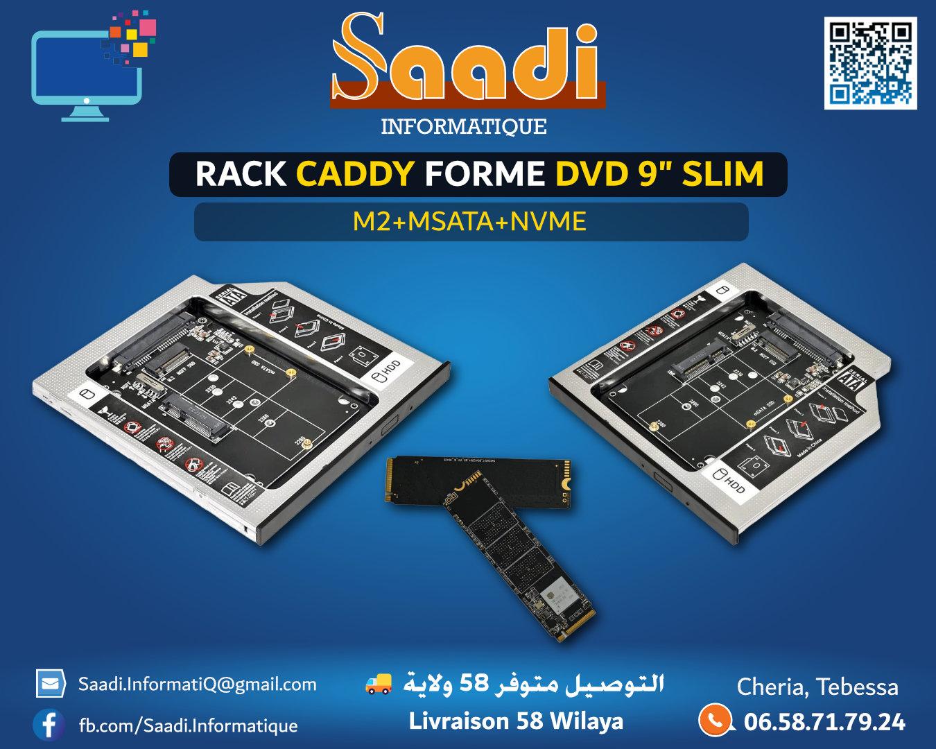 RACK CADDY M2/MSATA/NVME DVD 9" SLIM
