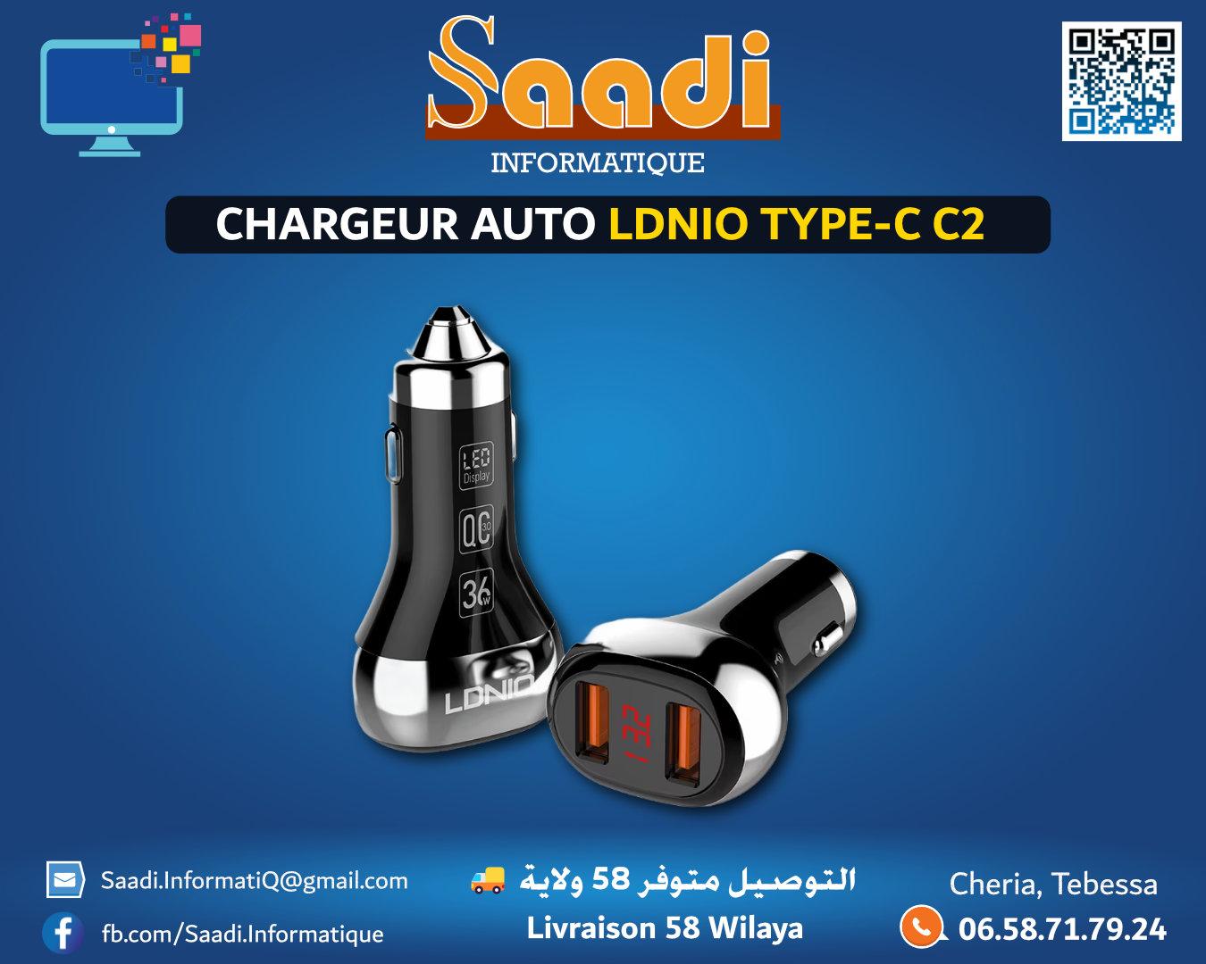 CHARGEUR AUTO LDNIO TYPE-C C2