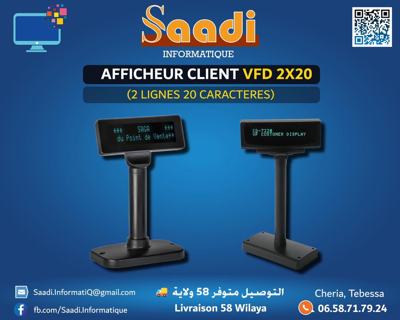 AFFICHEUR CLIENT VFD 2X20 (2 LIGNES 20 CARACTERES)