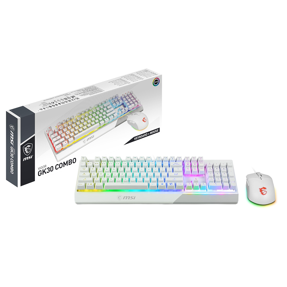 COMBO CLAVIER & SOURIS MSI VIGOR GK30 SEMI MECANIQUE WHITE TVD