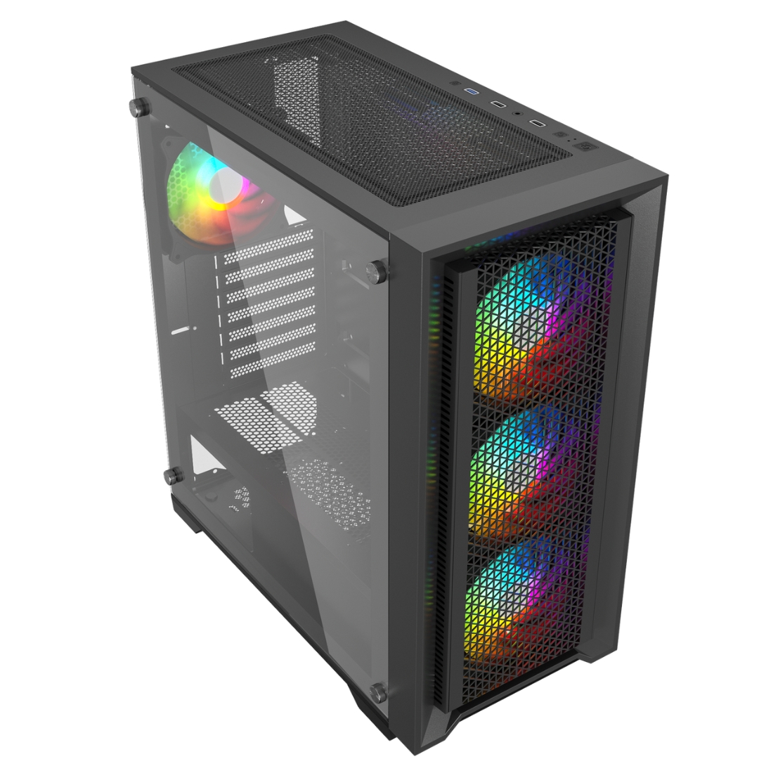 Unite Gamer Intel I5 14400F /CM ASUS PRIME H610M-K /RAM-DDR5 16G 4800Mhz / SSD NVMe 256 GB/Carte Graphique Intel ARC B580 Challenger 12G OC/ PSU 600W GameMax / Case NOX SPECTRUM full Black plus 6Pcs Fan 12cm ARGB + Controller 10 sorties