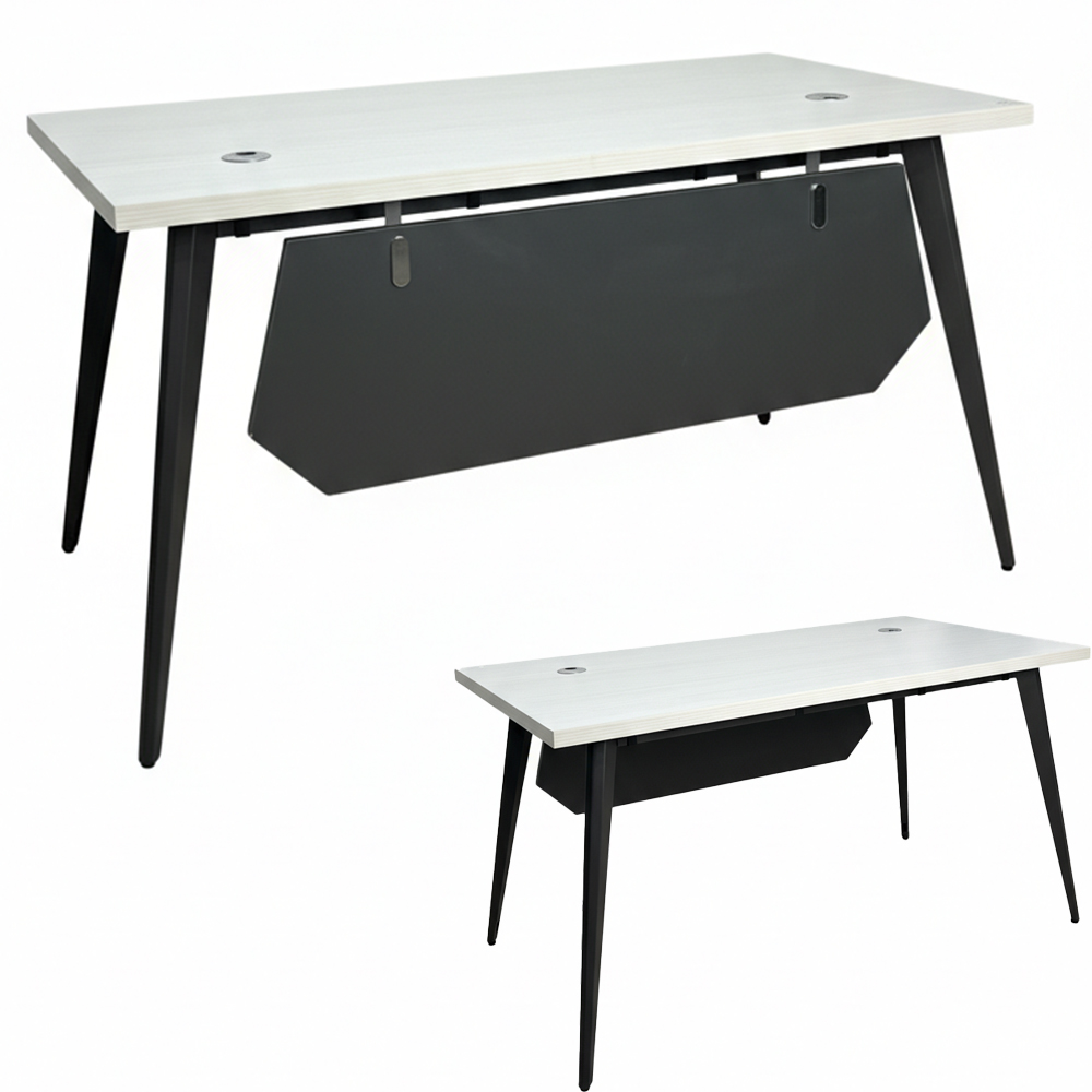 BUREAU SLIME BIANCO PIED METALIQUE 140*75*75