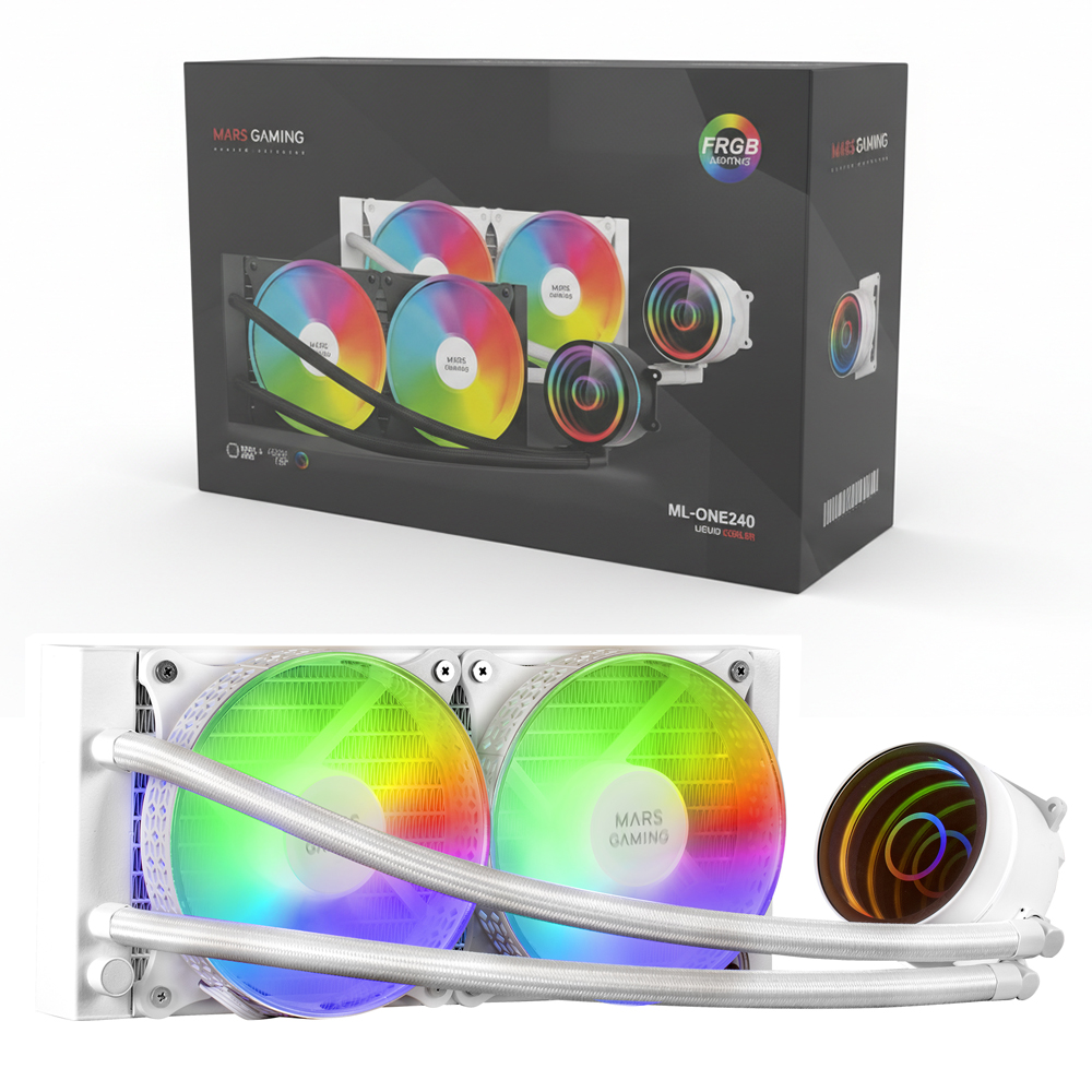 Watercooling MARS GAMING CPU ML-ONE240 WHITE TDP 400W 2 Ventilateurs FRGB