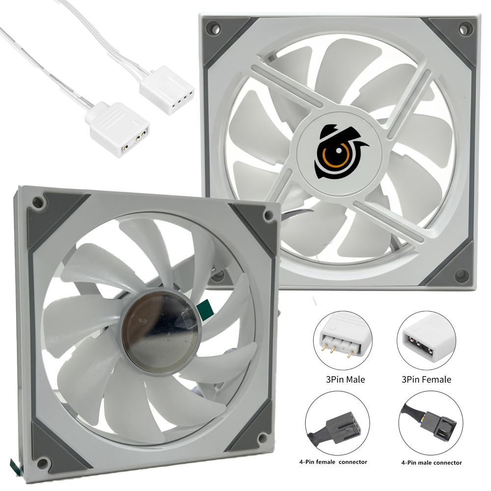 Ventilateur Boitier Gaming NOX M52-12cm White RGB male/female- FAN POWER male/female
