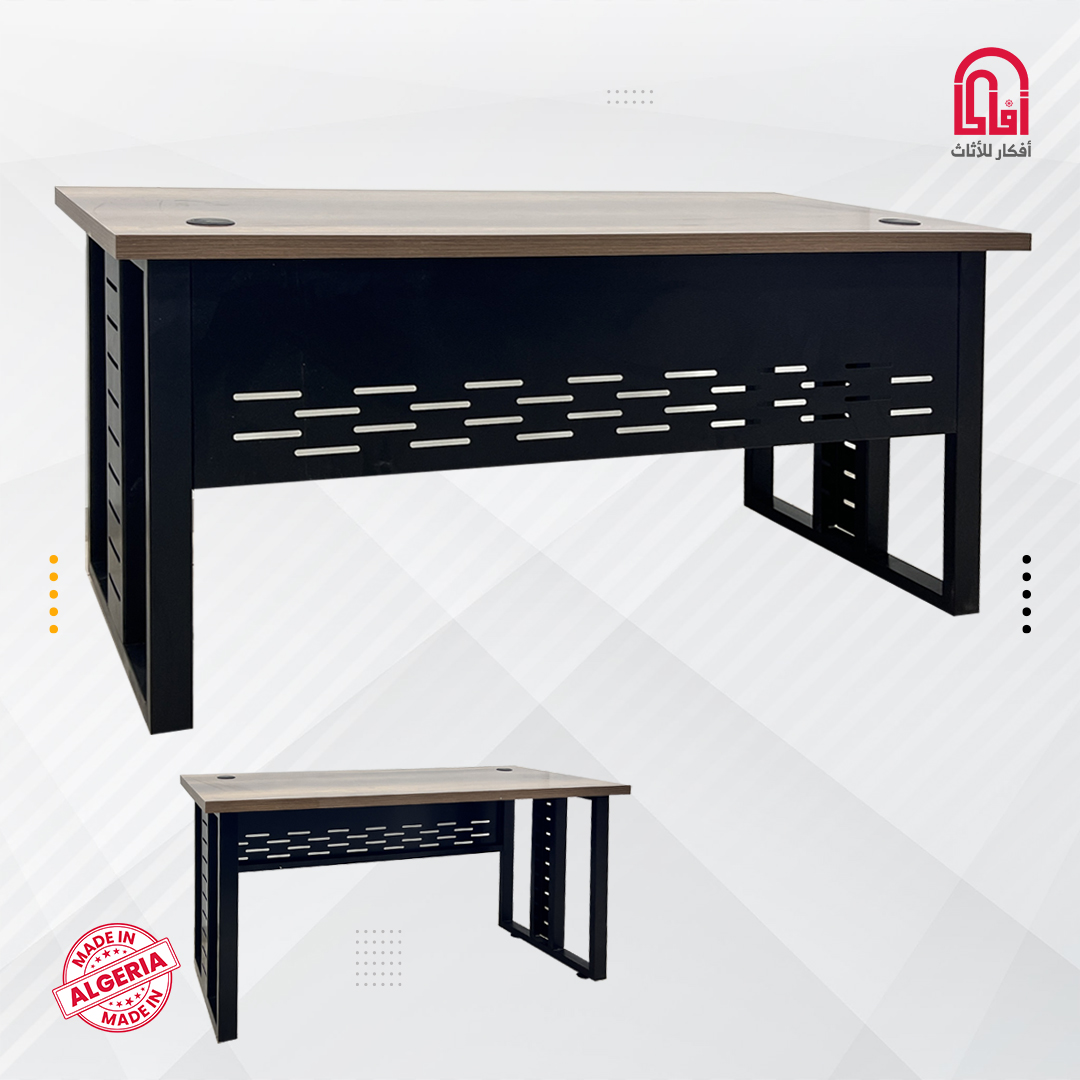 Bureau IRON MDF (L140/H75/P70cm) (D-Barouk P-Noir Glassy)