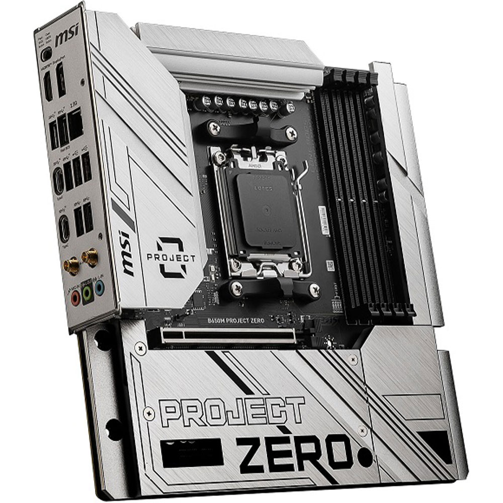 Carte mère MSI B650M PROJECT ZERO Micro ATX Socket AM5 AMD - 4x DDR5 - M.2 PCIe 4.0 - USB 3.2 - PCI-Express 4.0 16x - LAN 2.5 GbE - Wi-Fi 6E/Bluetooth 5.3