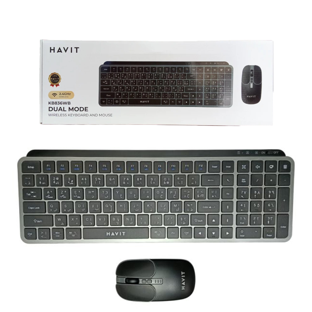 COMBO Clavier Souris HAVIT S/F KB-836WB RECHARGEABLE+ BT + 2.4G