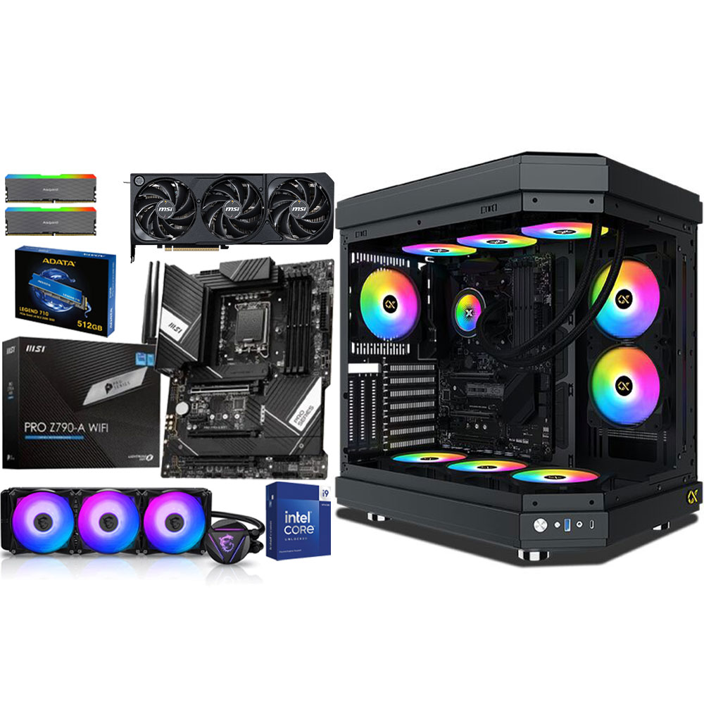 Unite Gamer Intel I9 14900KF / Cooler WATER COOLING MSI 360R V2 BLACK / CM MSI PRO Z790-P WIFI /DDR5 32Gb 5600Mhz CL46 RGB / NVMe 512Go / Carte Graphique MSI RTX5070 12GO / PSU 750W / Case CUBI BLACK