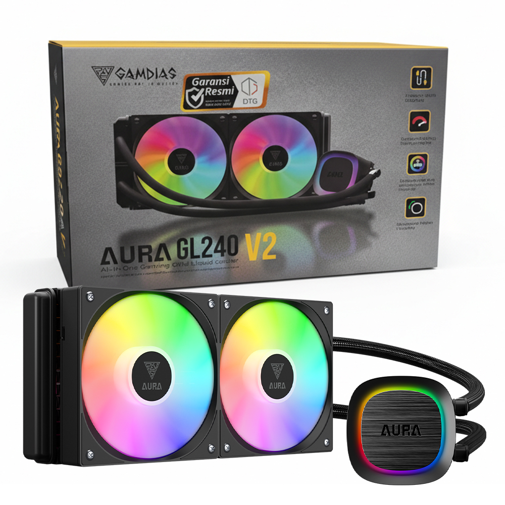 WATER COOLING GAMDIAS AURA GL240 V2 – 240MM -2 X FANS ARGB BLACK