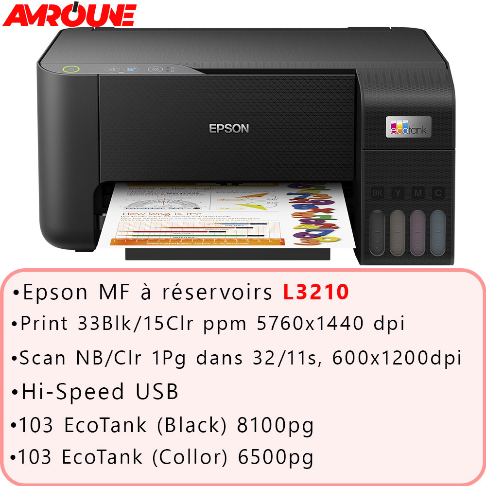 Imprimante Multifonction EPSON Jet d'encre L3210 RESERVOIR
