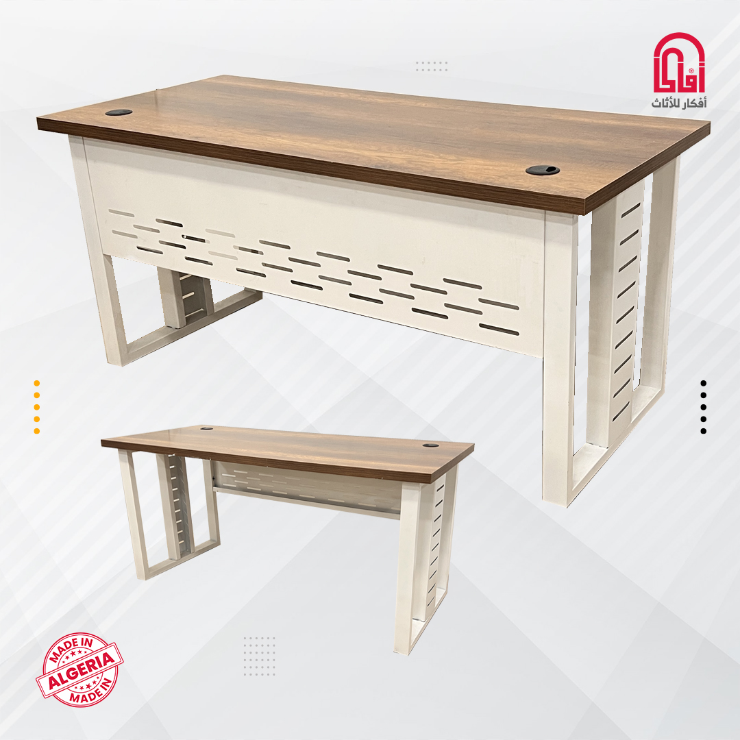 Bureau MDF IRON (L160/H75/P70cm) (D-Barouk P-Blanc)