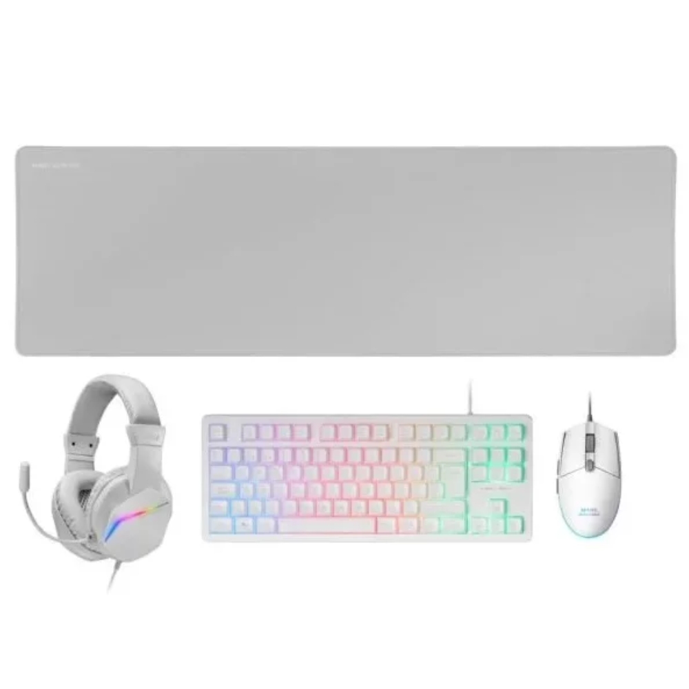 COMBO 4IN1 MARS GAMING CLAVIER SOURIS TAPIS CASQUE MCP-RGB3W WHITE