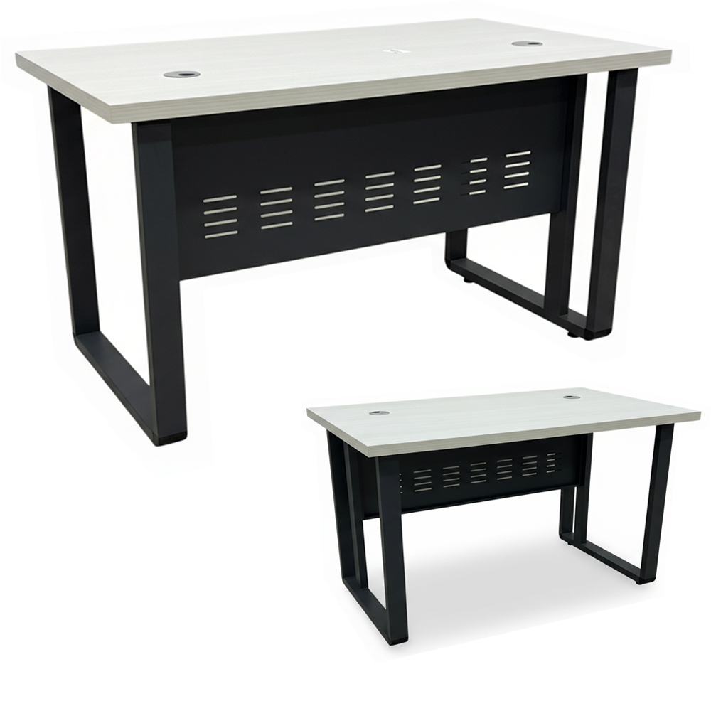 BUREAU MINI MAX BIANCO PIED METALIQUE CARRE 140*70*