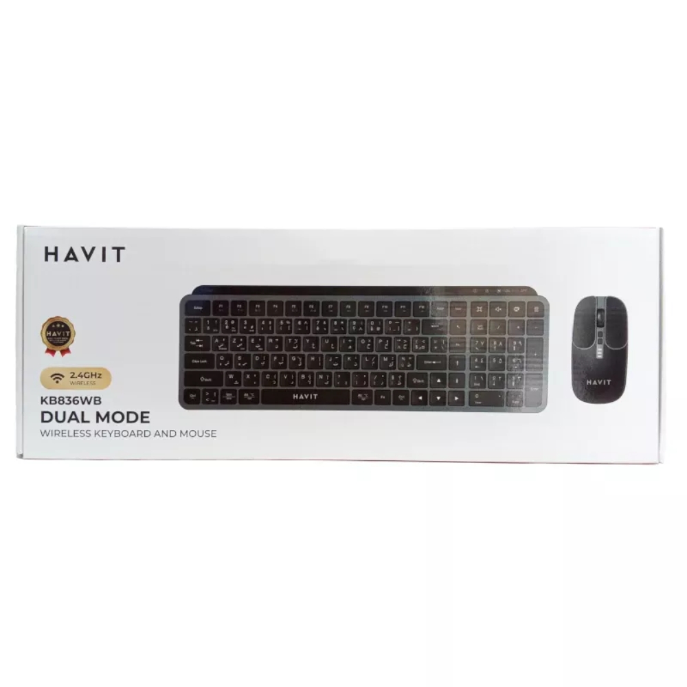 CLAVIER SOURIS Ssans fil HAVIT KB836WB Bluetooth+rechargable