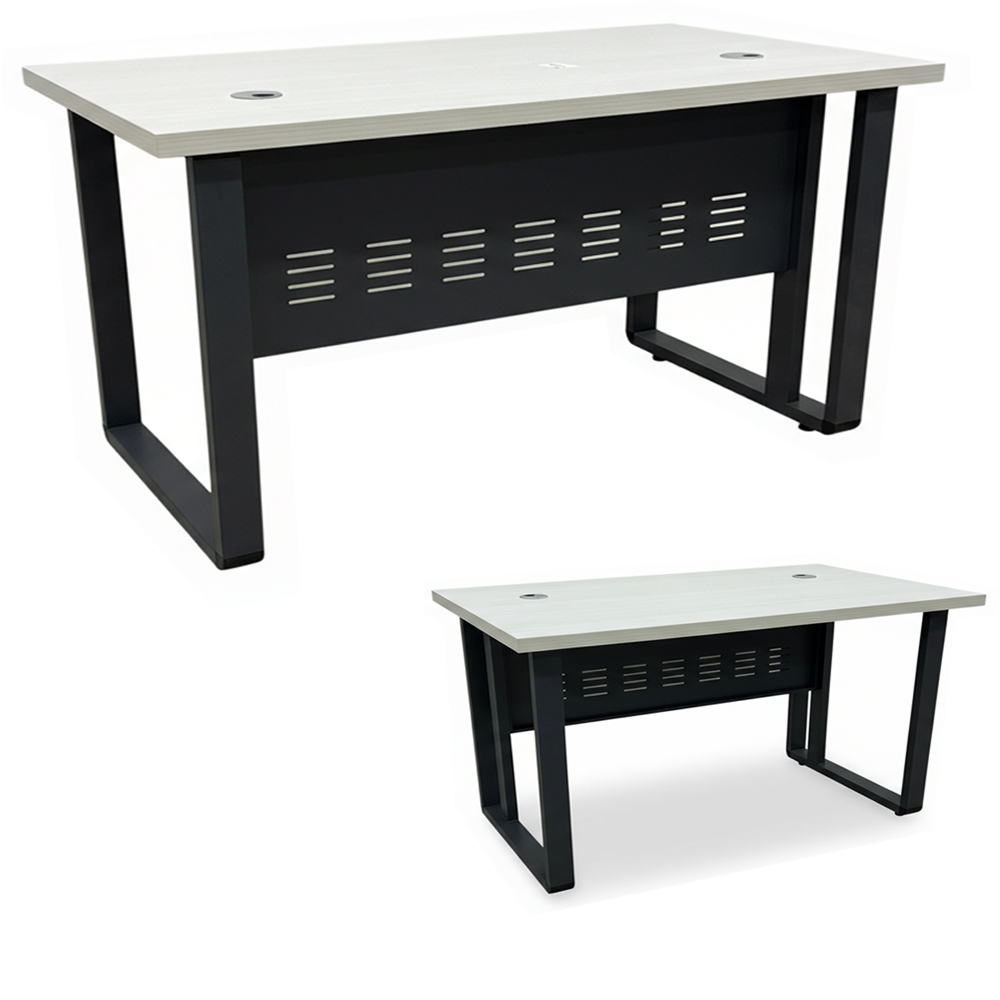 BUREAU MINI MAX BIANCO PIED METALIQUE CARRE 160*70*