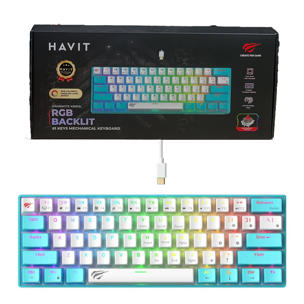 CLAVIER HAVIT MECANIQUE KB-903L BLUE- RED-SW 60%