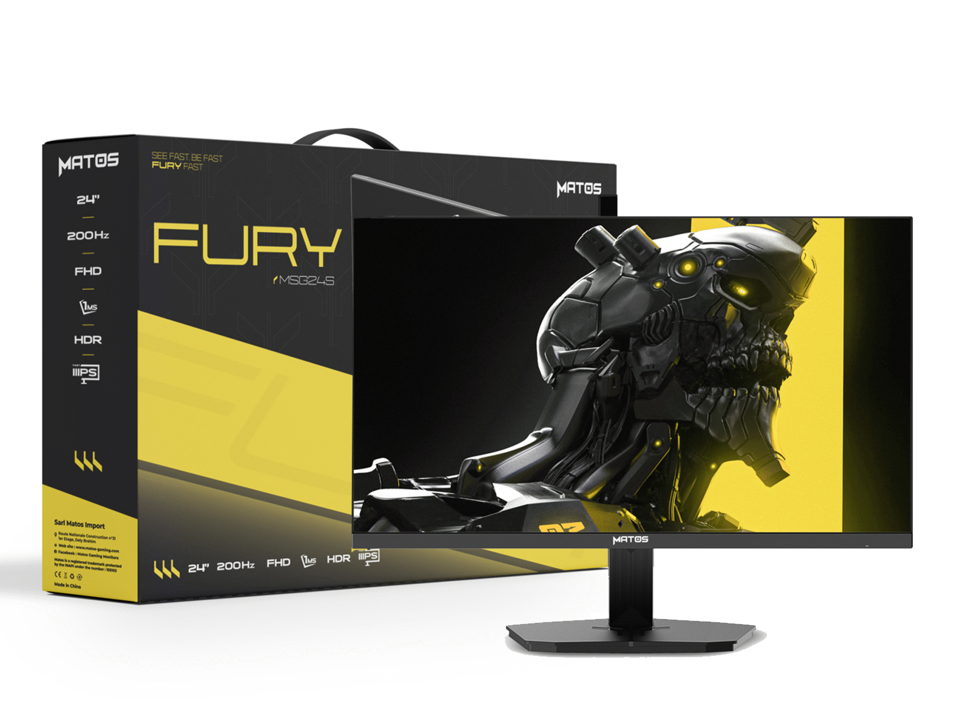ECRAN MATOS GAMING 24" FURY MSG245 200Hz 1MS FAST IPS SPEAKER