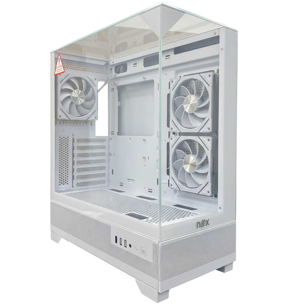 Boitier Gamer NOX ASPIRE GLASS EDITION White plus 3Pcs Fans M42-12cm ARGB