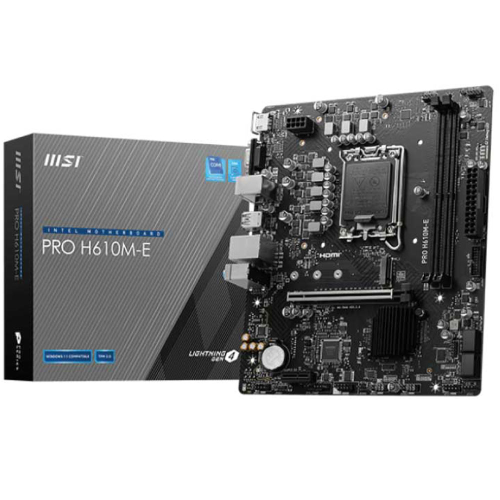 Carte mère Intel MSI PRO H610M-E Micro ATX Socket 1700 H610 Express - 2x DDR4 - M.2 PCIe 3.0 - USB 3.0 - PCI-Express 4.0 16x