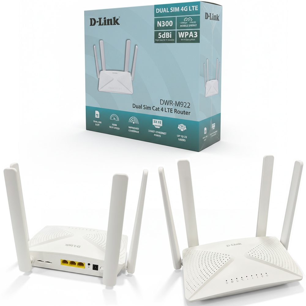 Modem D-link M922 Wireless N300 Dual SIM 4G LTE Router 4 Antenne