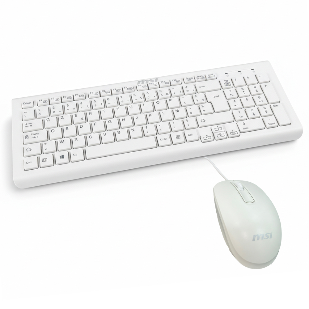 MSI COMBO CLAVIER + SOURIS FILAIRE - SK-9626 -MW - AZERTY - USB-A - 100% AVEC PAVÉ NUMÉRIQUE BLANC