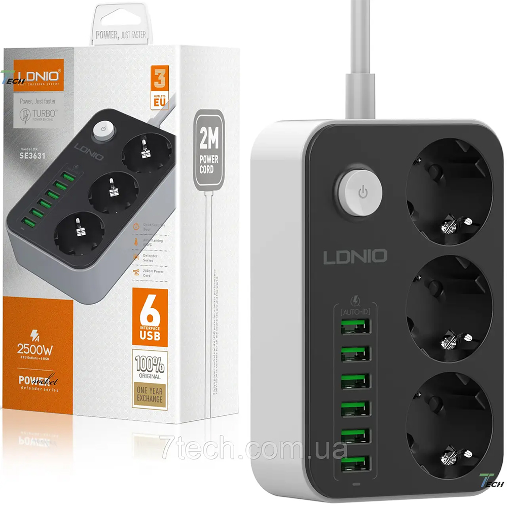 Multiprise LDNIO SE3631 avec 3 prises FR et 6 ports USB
