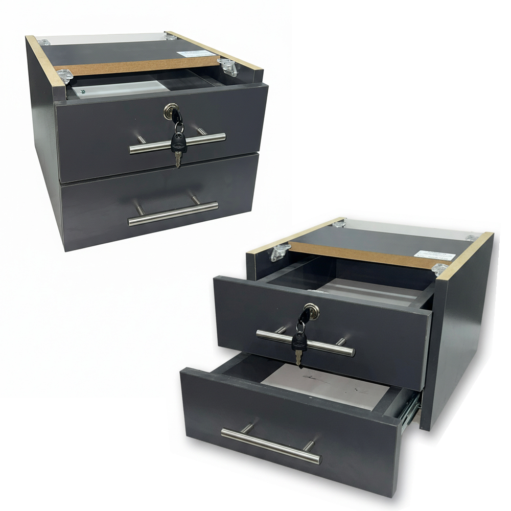 Box ML 2Tiroir Avec Clé (33-11) Gris Fonce