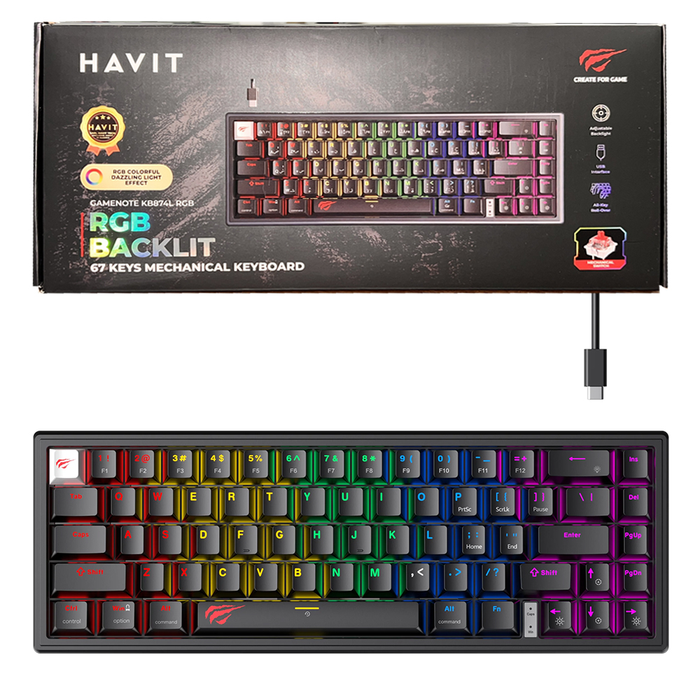 CLAVIER HAVIT MECANIQUE KB-874 BLACK SW-RED-60%