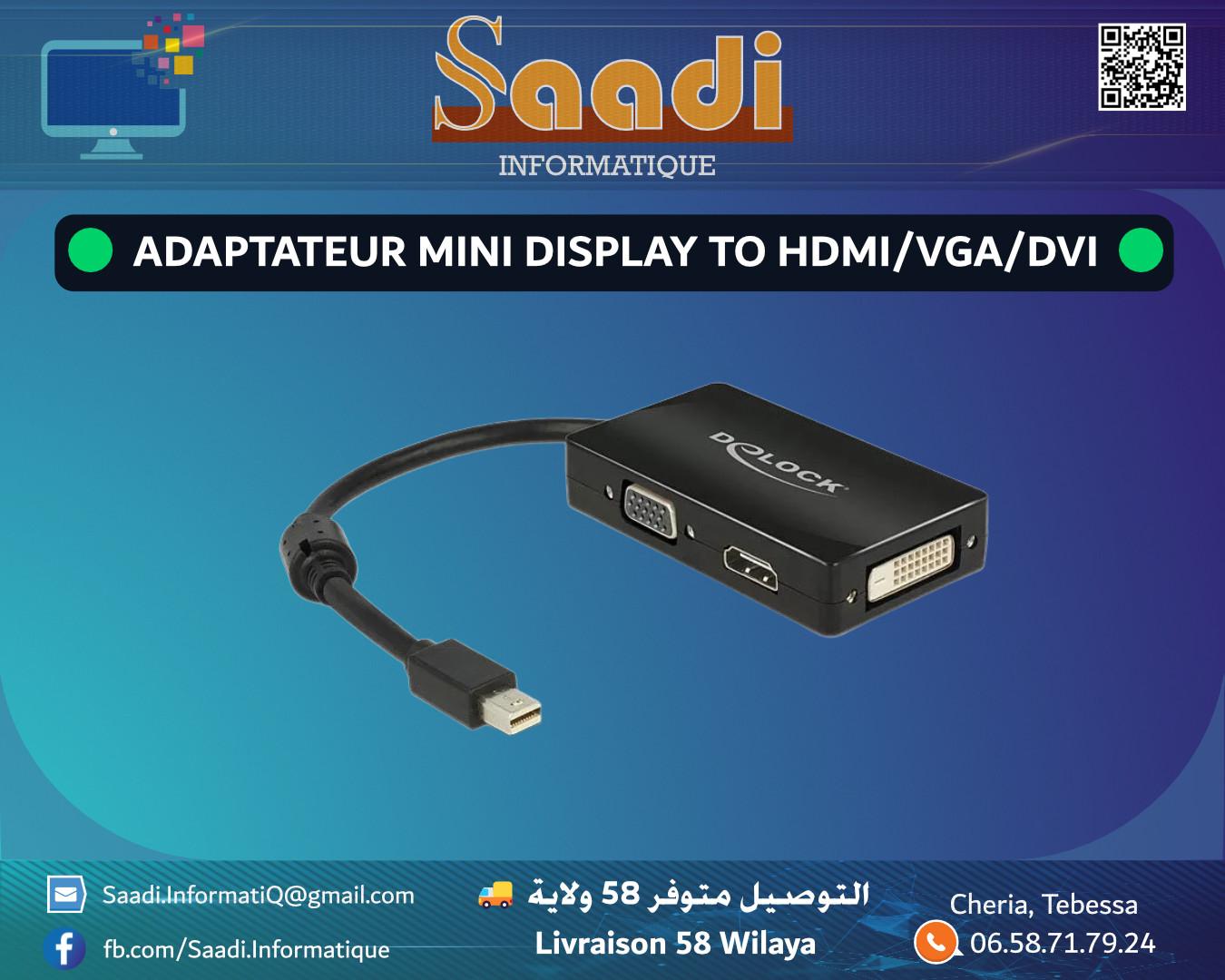 ADAPTATEUR MINI DISPLAY MALE TO HDMI+VGA+DVI