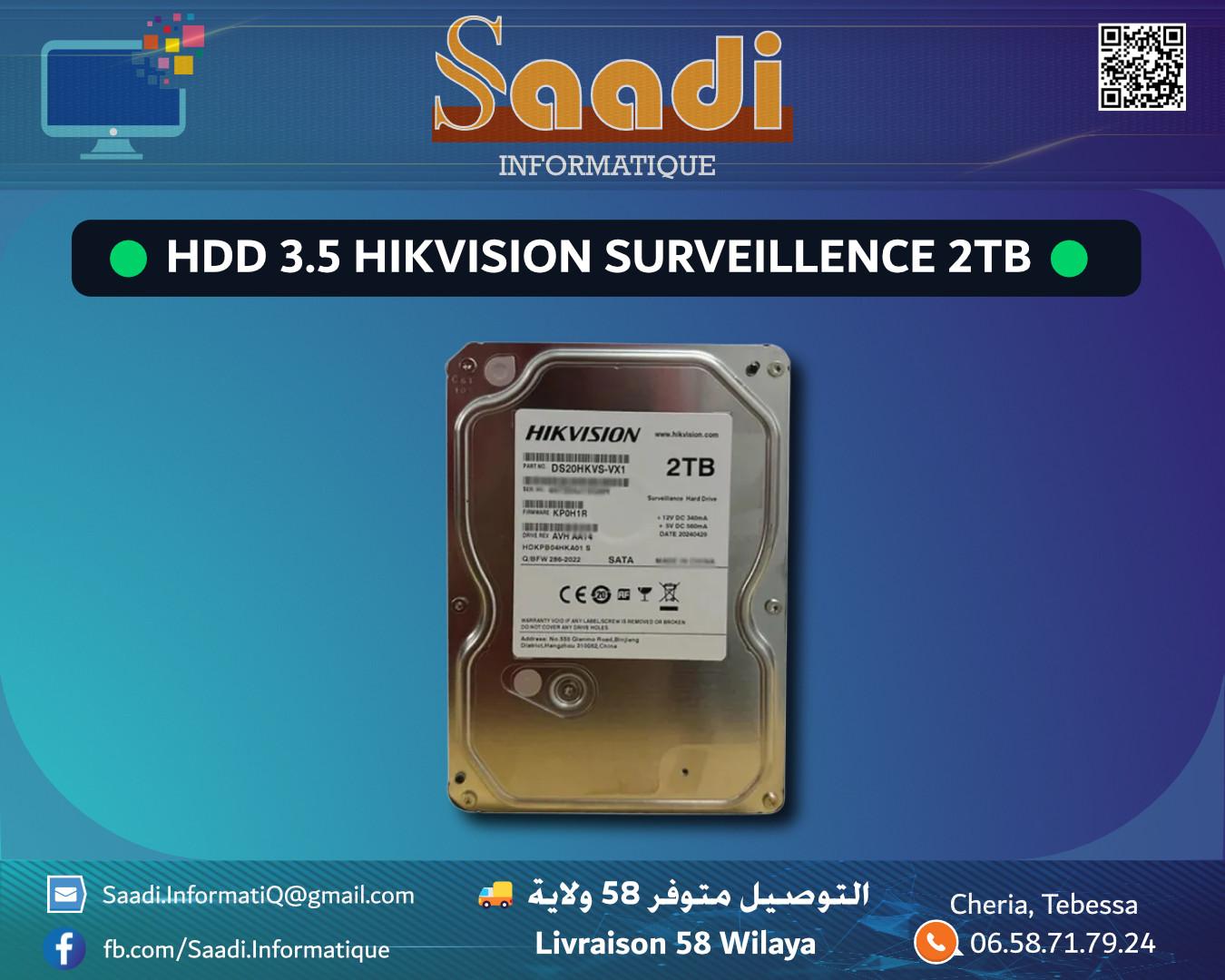 DISQUE DUR 3.5" HIKVISION SURVEILLENCE 2TB