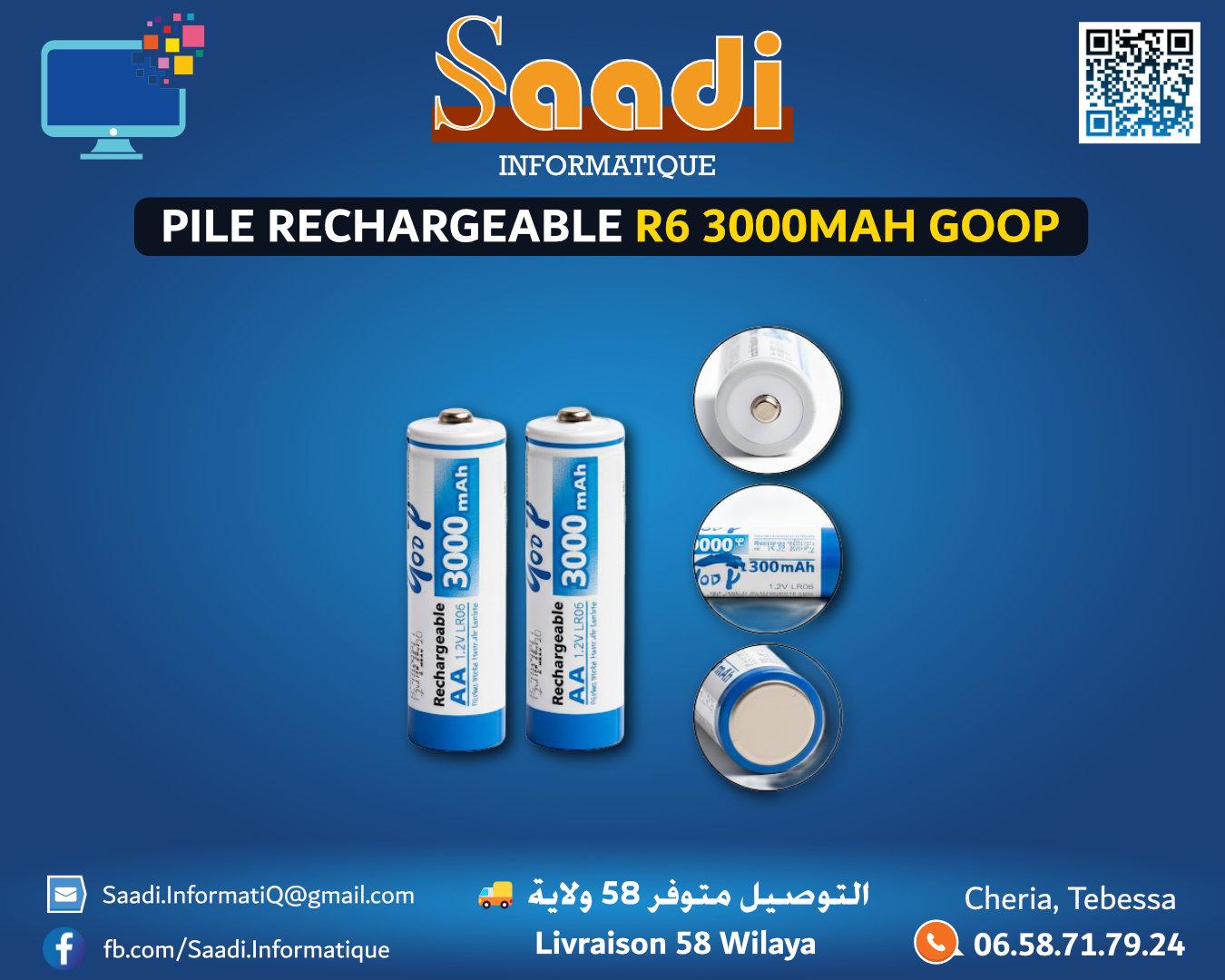 PILE RECHARGEABLE R6 3000MAH GOOP (2 PILES)