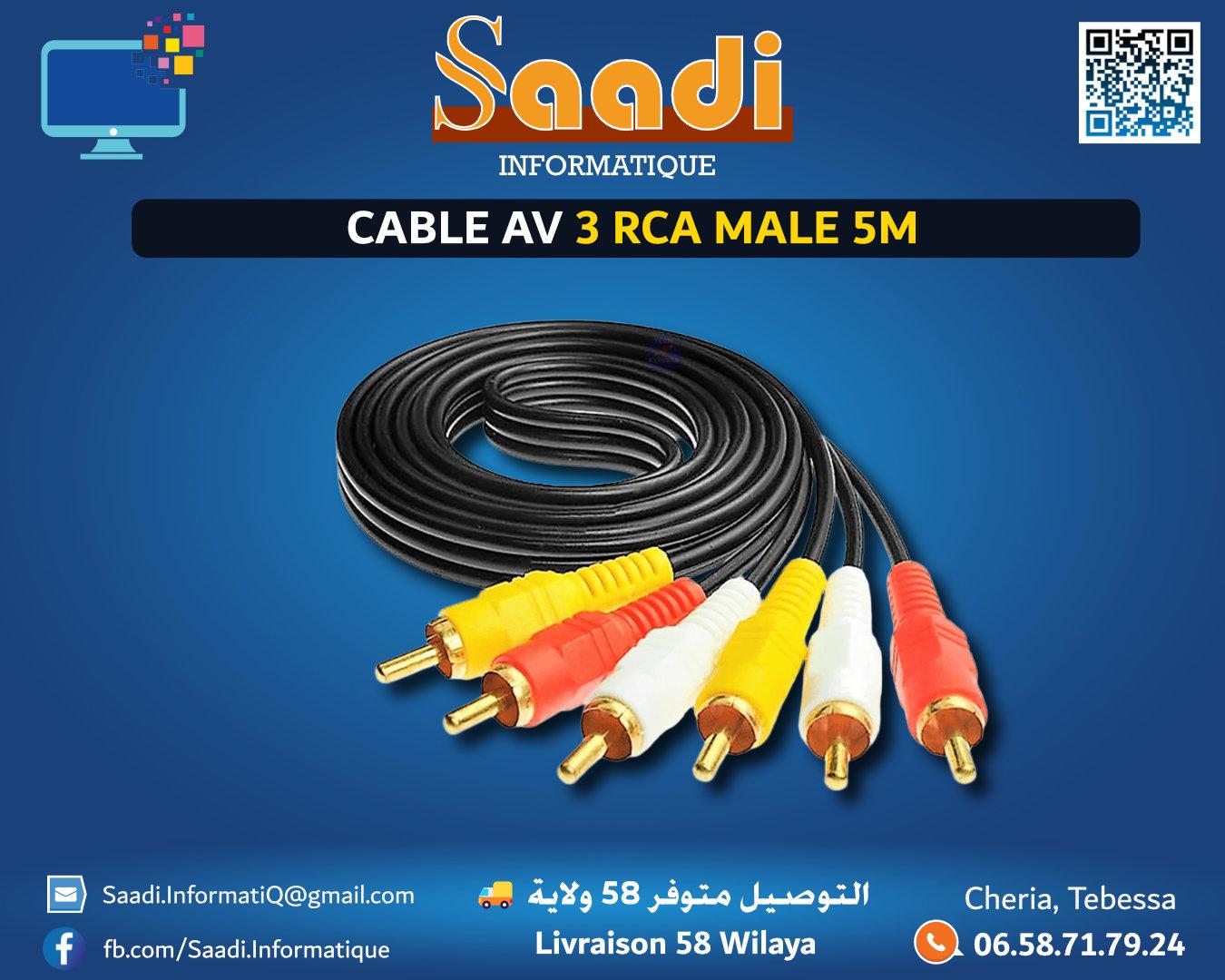 CABLE AV 3 RCA MALE 5M