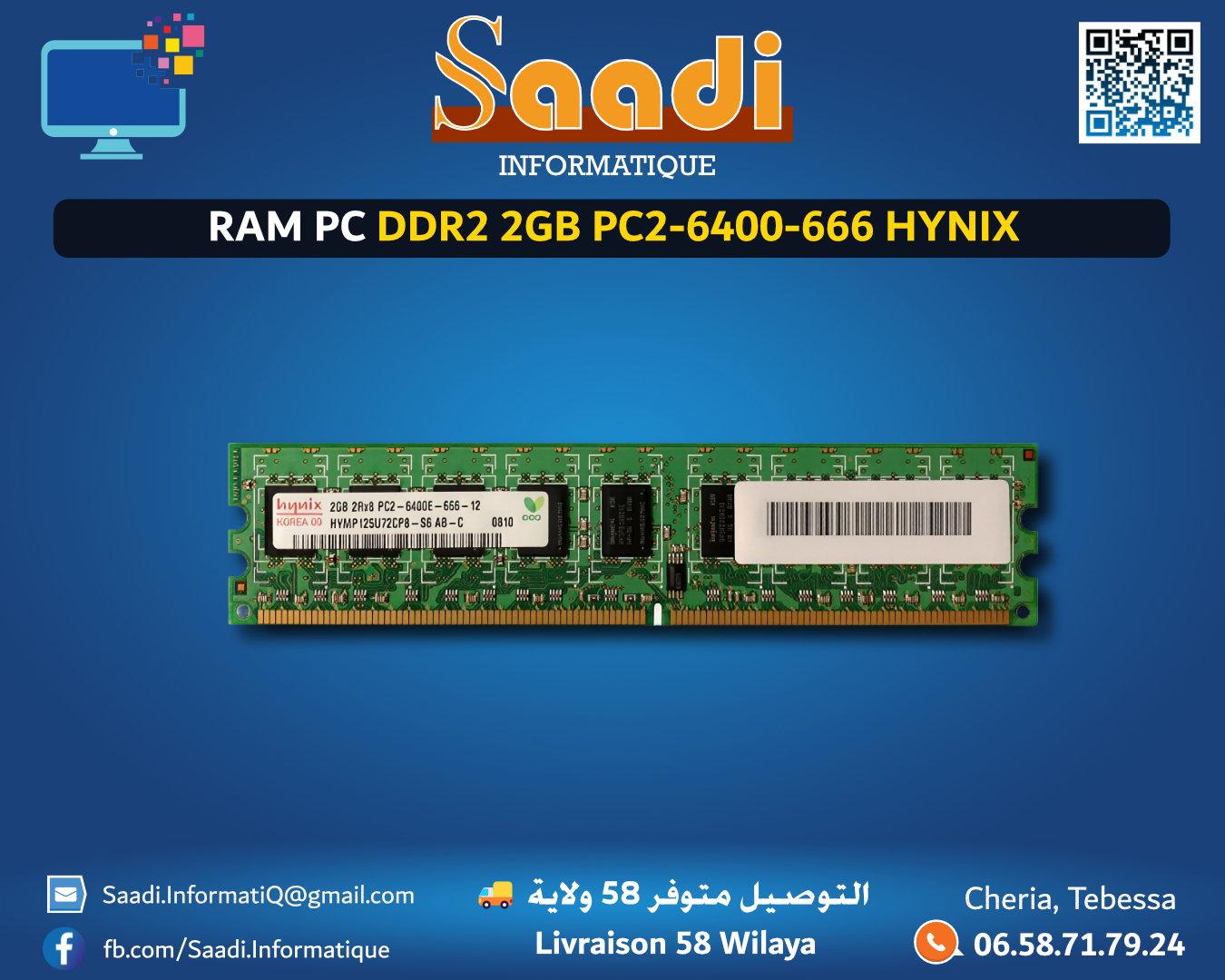 RAM PC DDR2 2GB PC2-6400-666 HYNIX