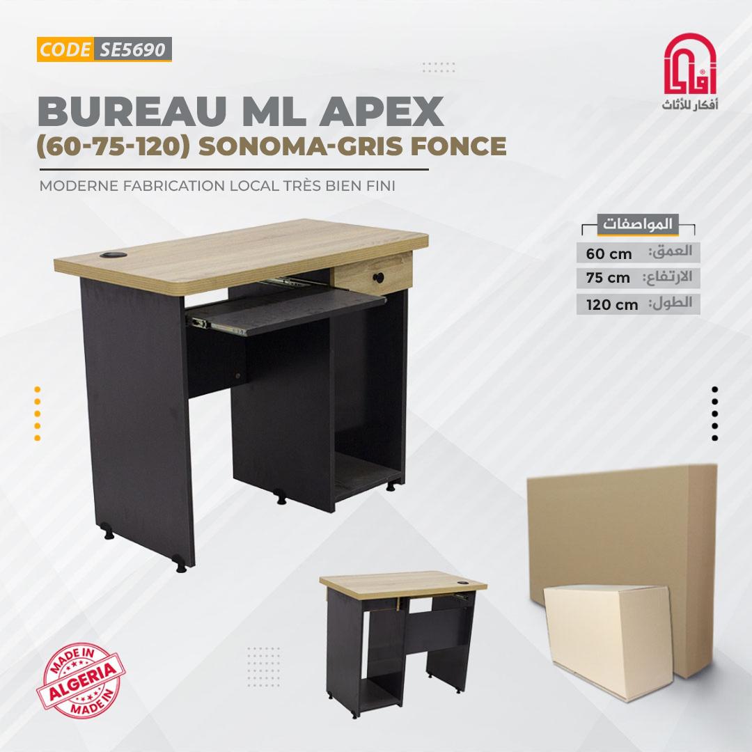 Bureau ML APEX (L120-H75-P60) Sonoma-Gris Fonce