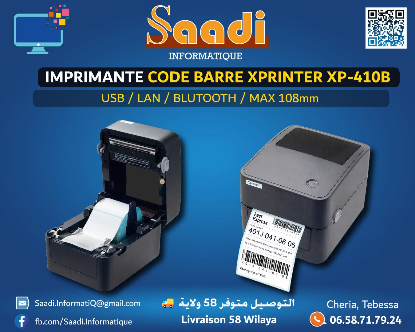 IMPRIMANTE CODE BARRE XPRINTER XP-410B USB + BLUETOOTH (108MM)