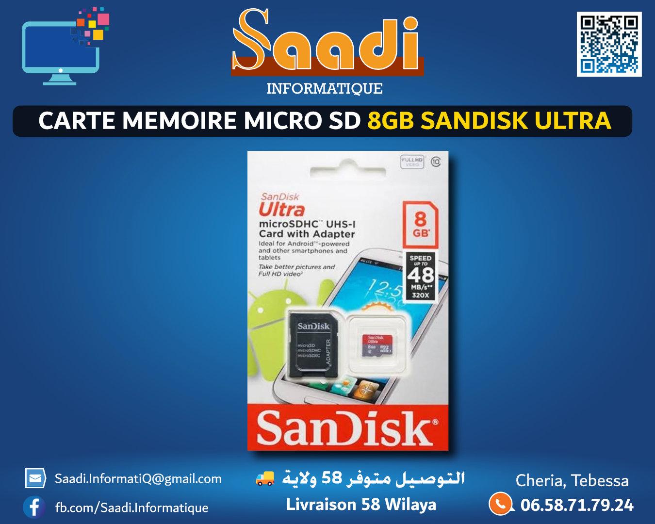CARTE MEMOIRE MICRO SD 8GB SANDISK