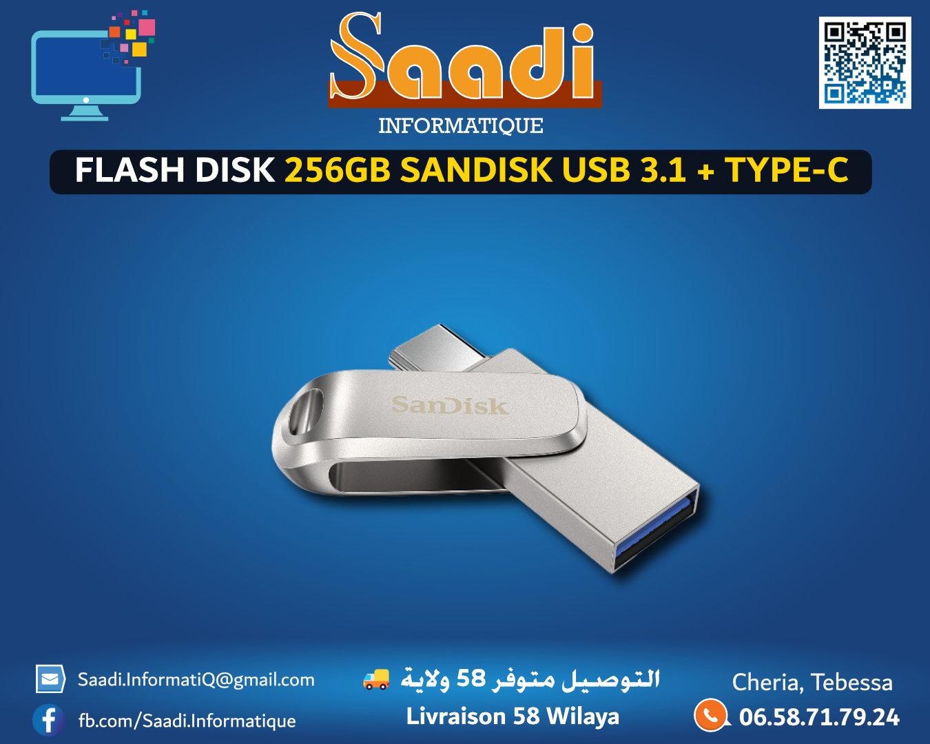 FLASH DISK 256GB SANDISK USB 3.1 + TYPE-C