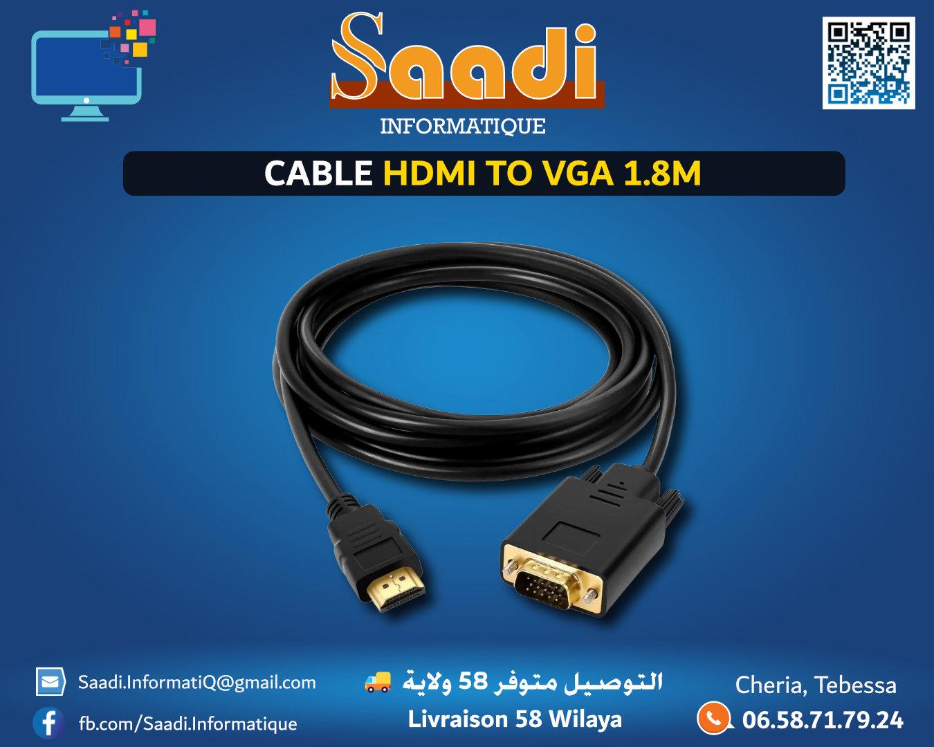 CABLE HDMI TO VGA 1.8M
