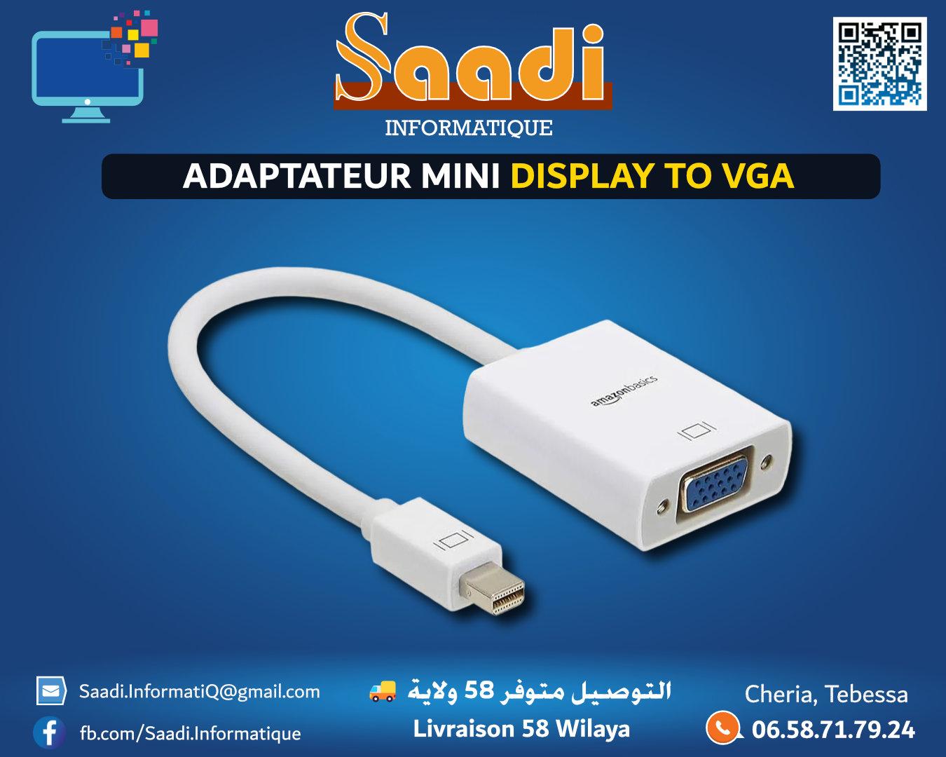 ADAPTATEUR MINI DISPLAY TO VGA + CABLE