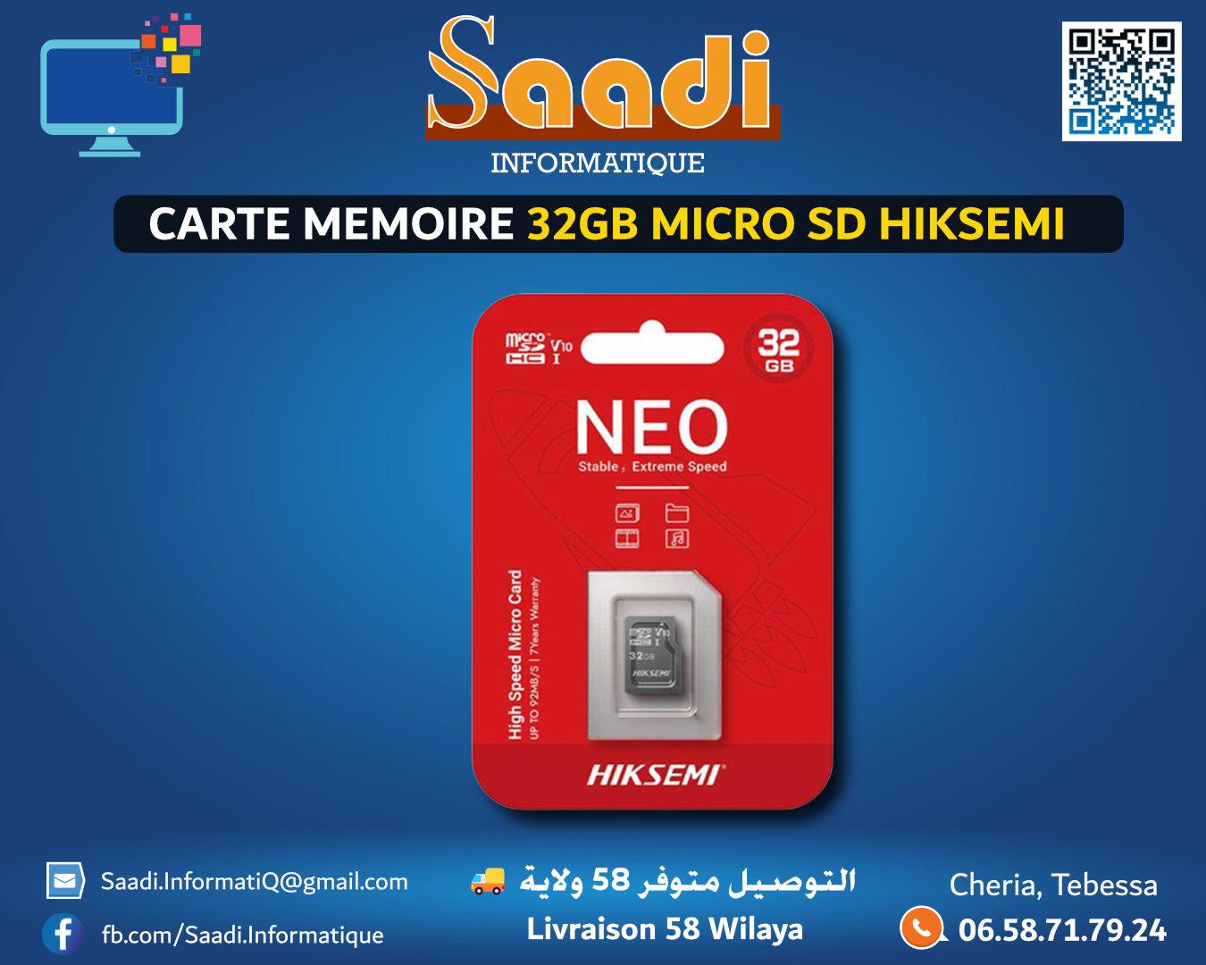 CARTE MEMOIRE 32GB MICRO SD HIKSEMI