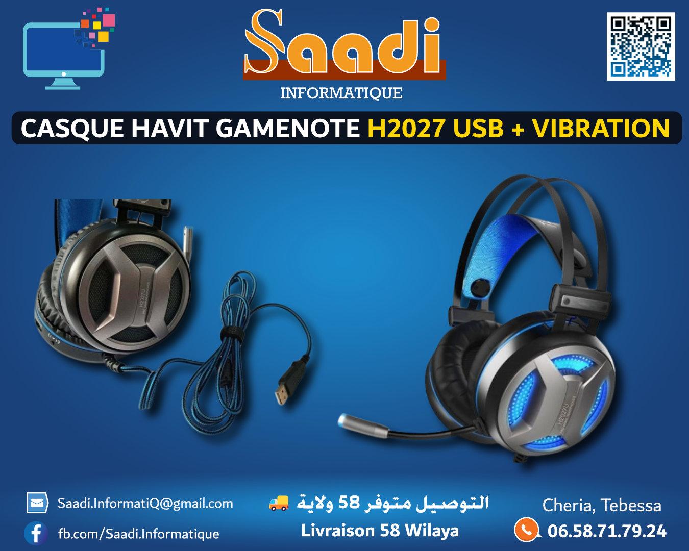 CASQUE HAVIT GAMENOTE H2027 USB + VIBRATION
