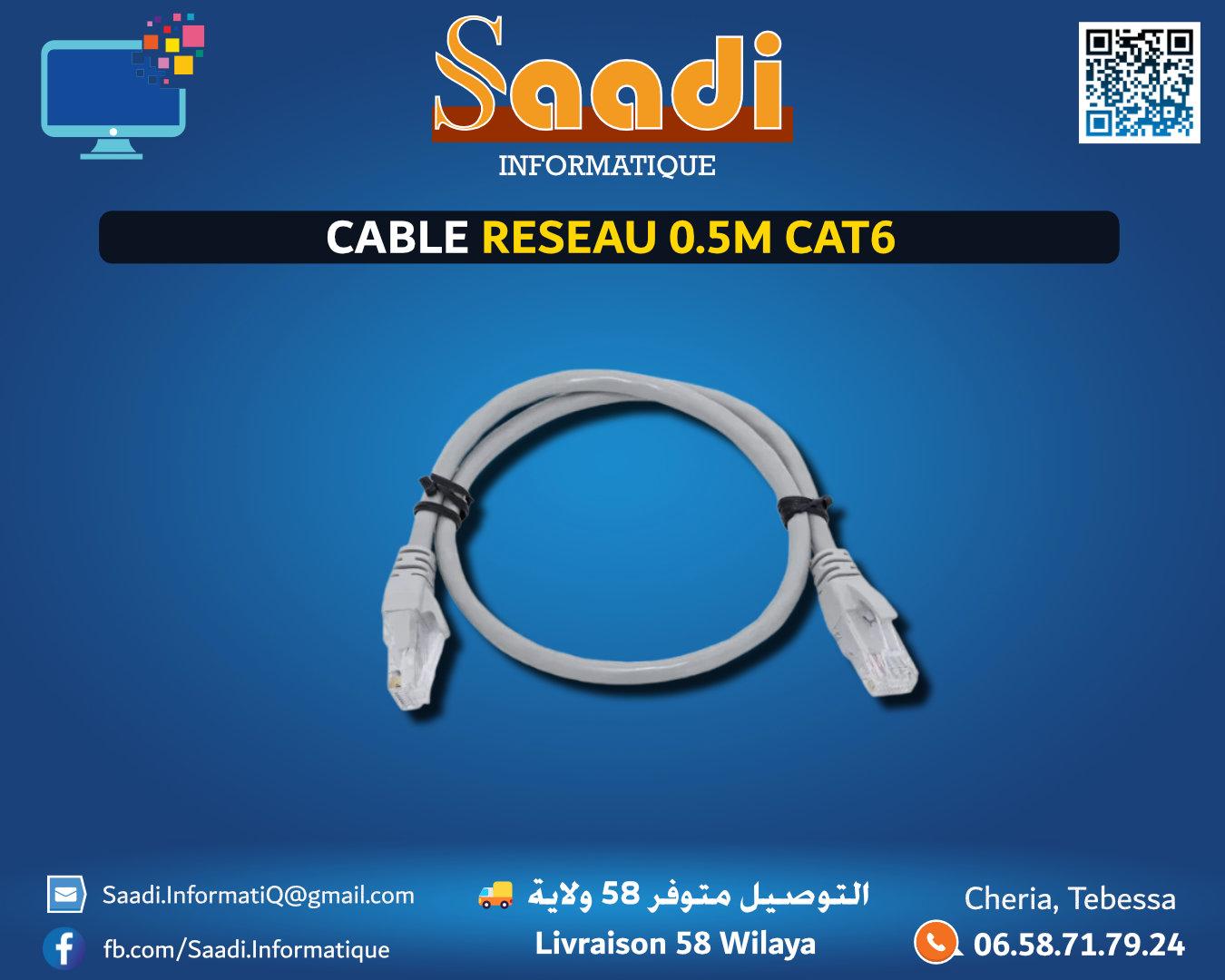 CABLE RESEAU 0.5M CAT6
