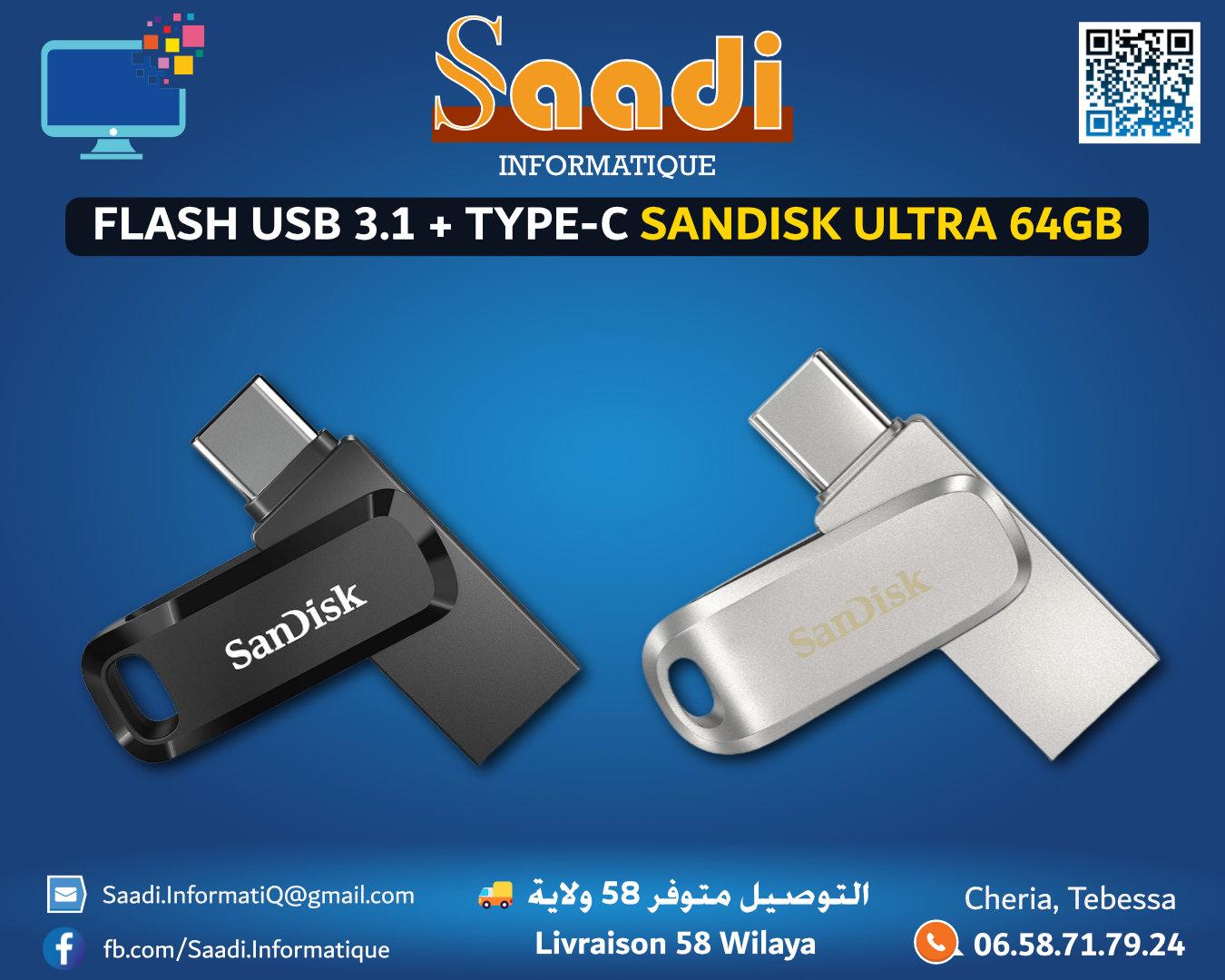 FLASH 64GB SANDISK ULTRA USB 3.1/TYPE-C