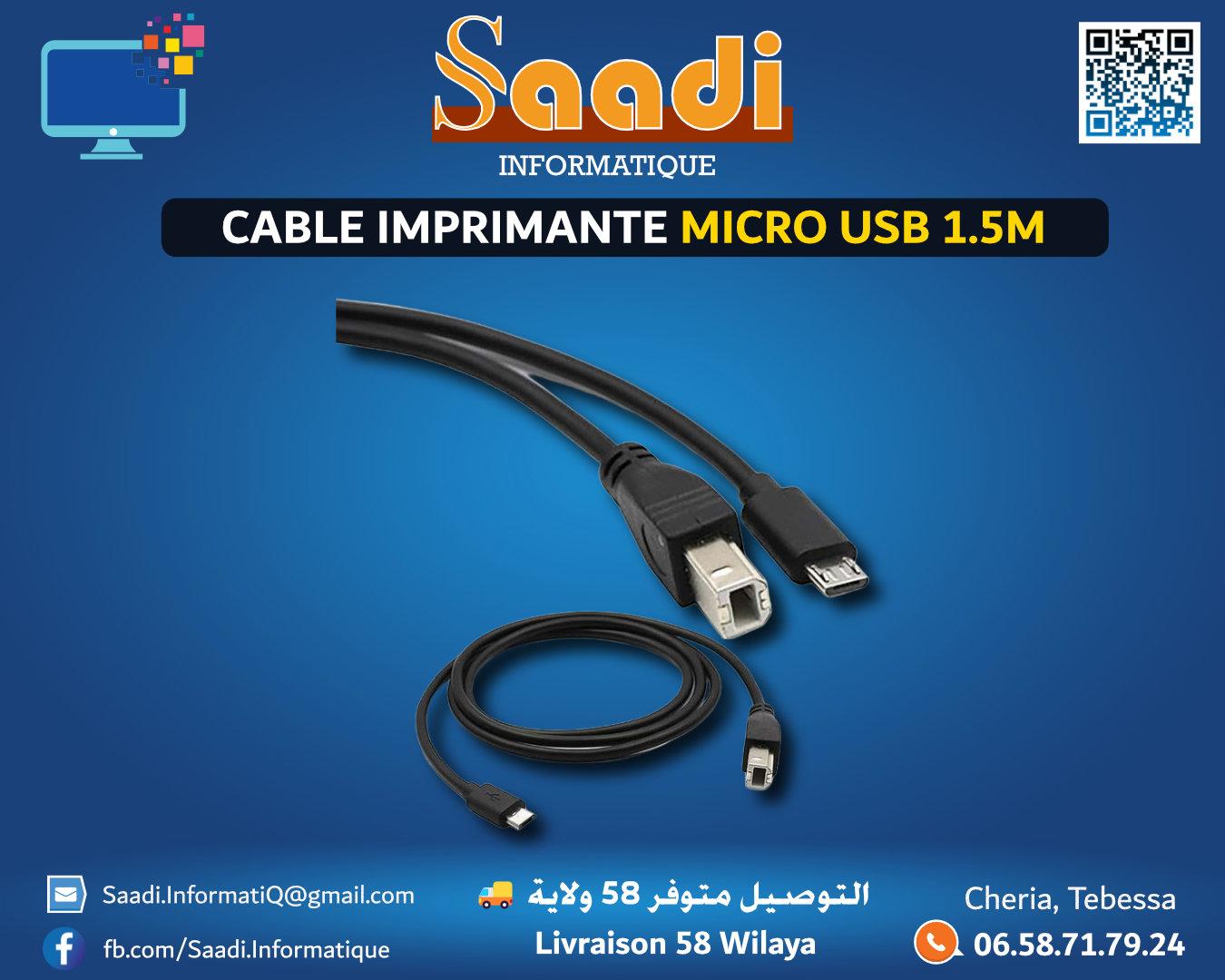 CABLE IMPRIMANTE MICRO USB 1.5M