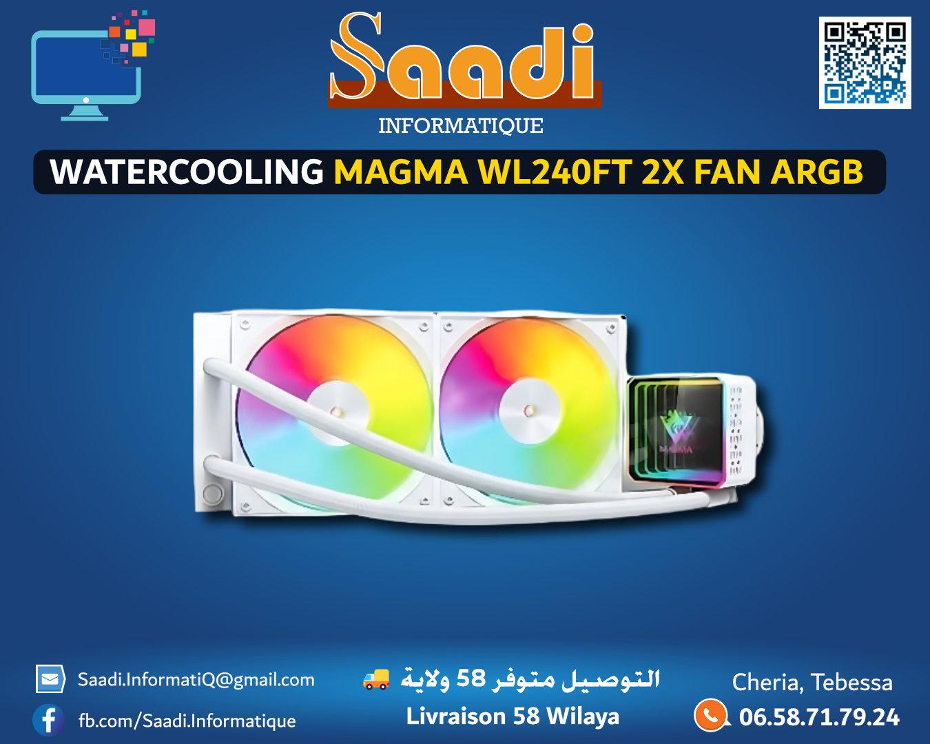 VENTILATEUR PROCESSEUR/CPU WATER COOLING MAGMA 240FT 2X FAN WHITE ARGB