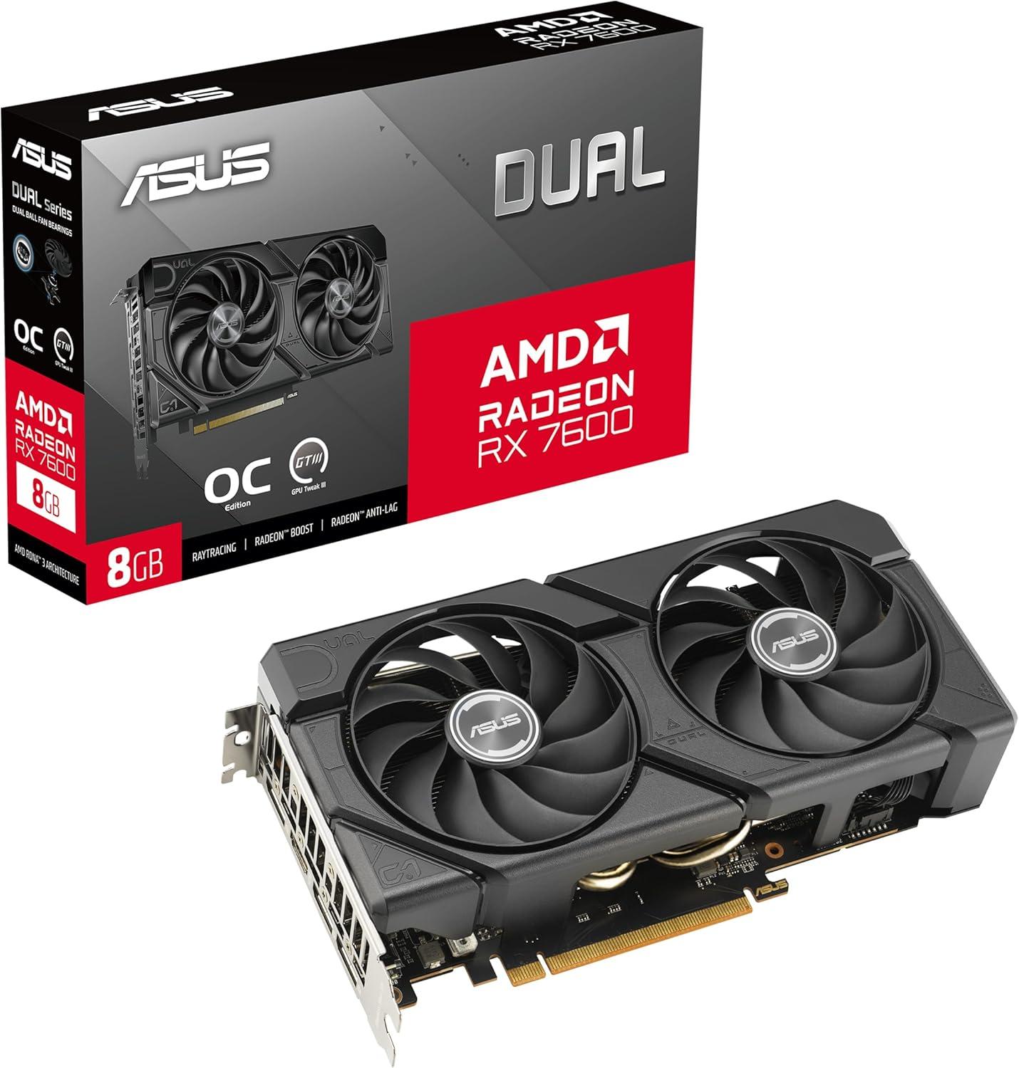 CARTE GRAPHIQUE ASUS Dual Radeon RX 7600 EVO OC Edition 8 Go GDDR6